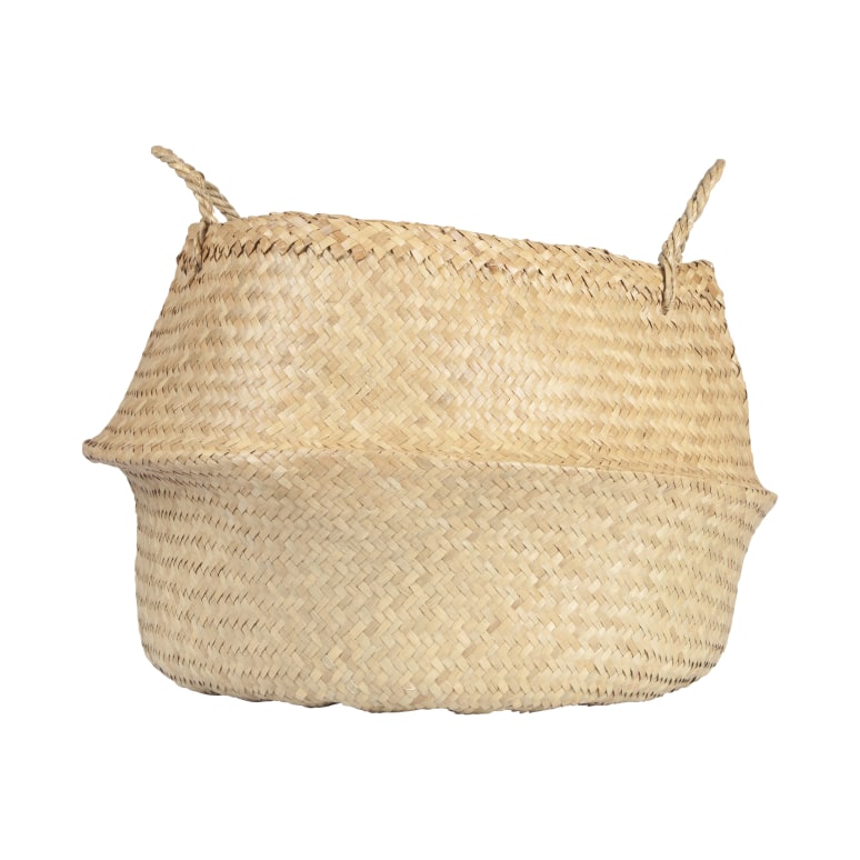 Anya - Handwoven Seagrass Basket Storage with Handles and Zig-zag Design, Natural