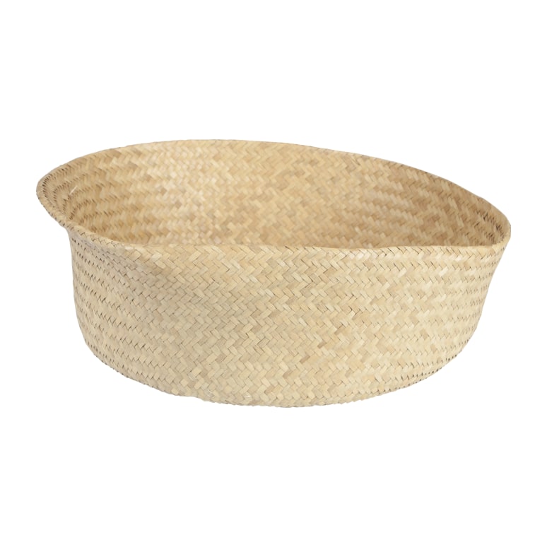 Anya - Handwoven Seagrass Basket Storage with Handles and Zig-zag Design, Natural