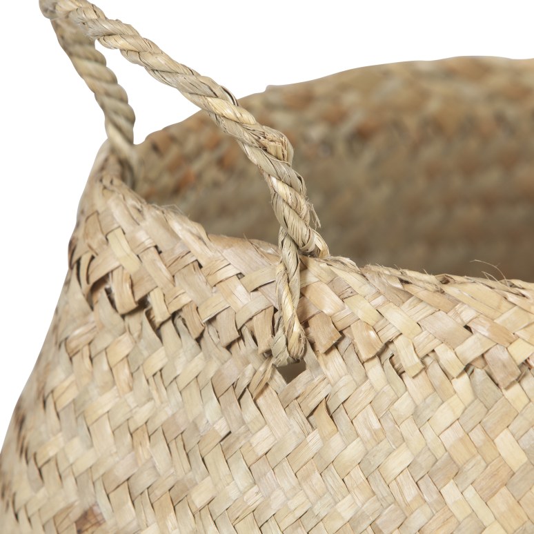 Anya - Handwoven Seagrass Basket Storage with Handles and Zig-zag Design, Natural