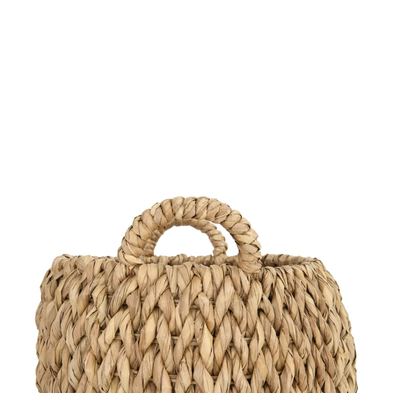 Matthew - Round Hand-woven Water Hyacinth Basket Storage with Handles, Natural, Set of 2