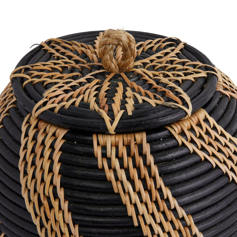 Jack - Decorative Handwoven Rattan Storage Basket Storage with Lid, Natural and Black