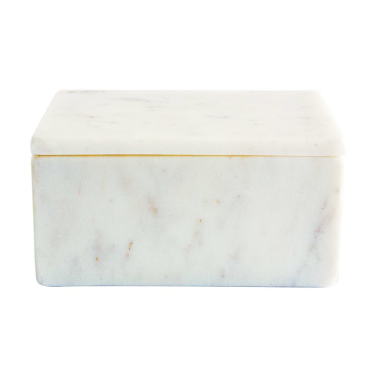 Jackson - Marble Box Storage Container with Lid, White