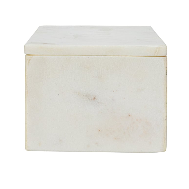 Jackson - Marble Box Storage Container with Lid, White