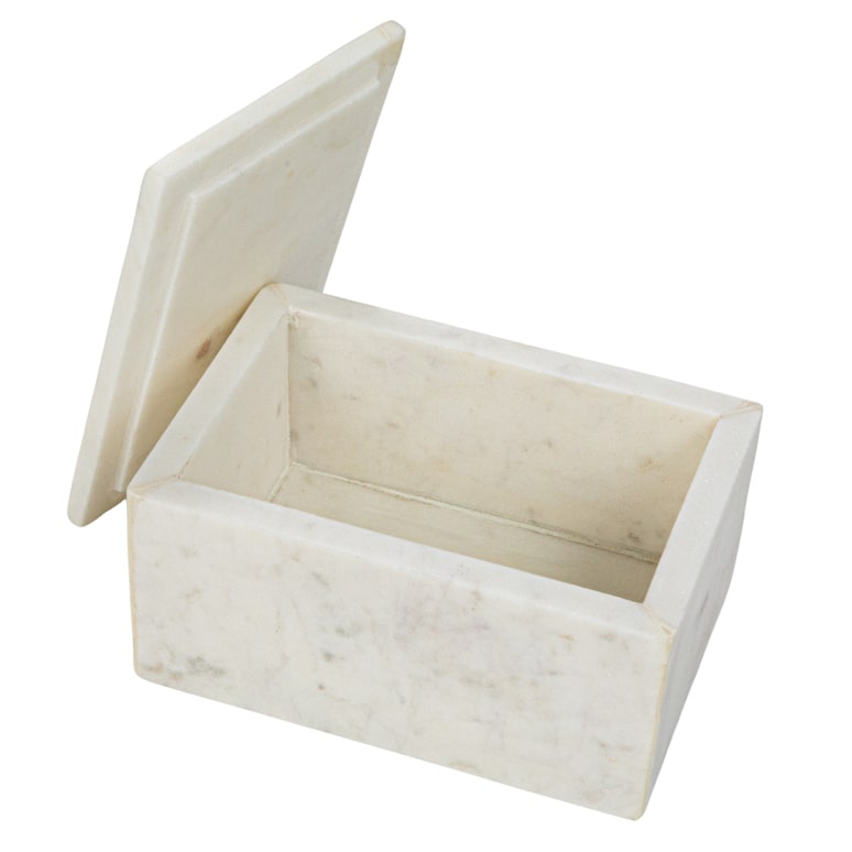 Jackson - Marble Box Storage Container with Lid, White