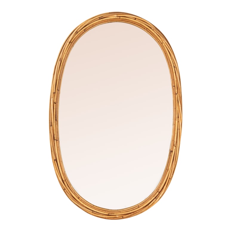 Wyatt - Wall Mirror with Rattan Wrapped Frame, Natural