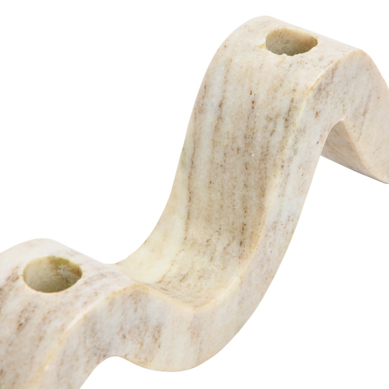 Owen - Marble Wave Double Taper Candle Holder, Beige