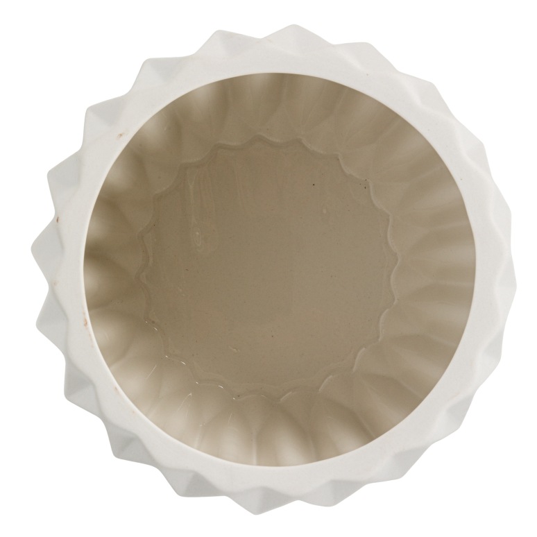 Tim - Round Stoneware Fluted Planter, Matte White