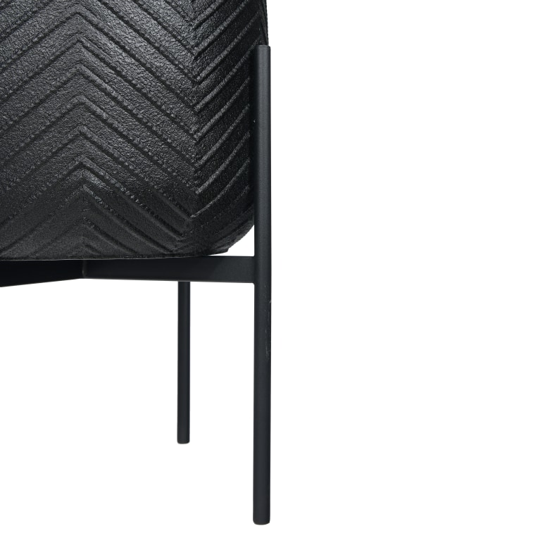 Aja - Round Metal Planter with Chevron Pattern on Stand, Black
