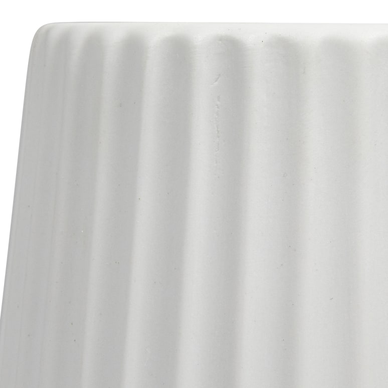 Renee - Round Stoneware Fluted Vase with Embossed Lines, Matte White