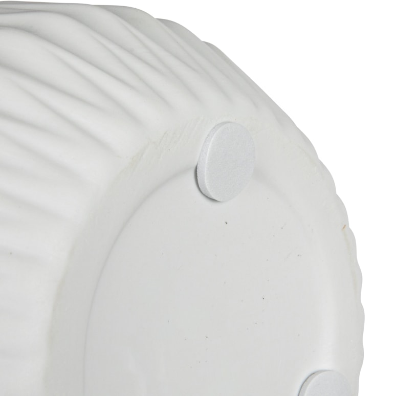 Renee - Round Stoneware Fluted Vase with Embossed Lines, Matte White