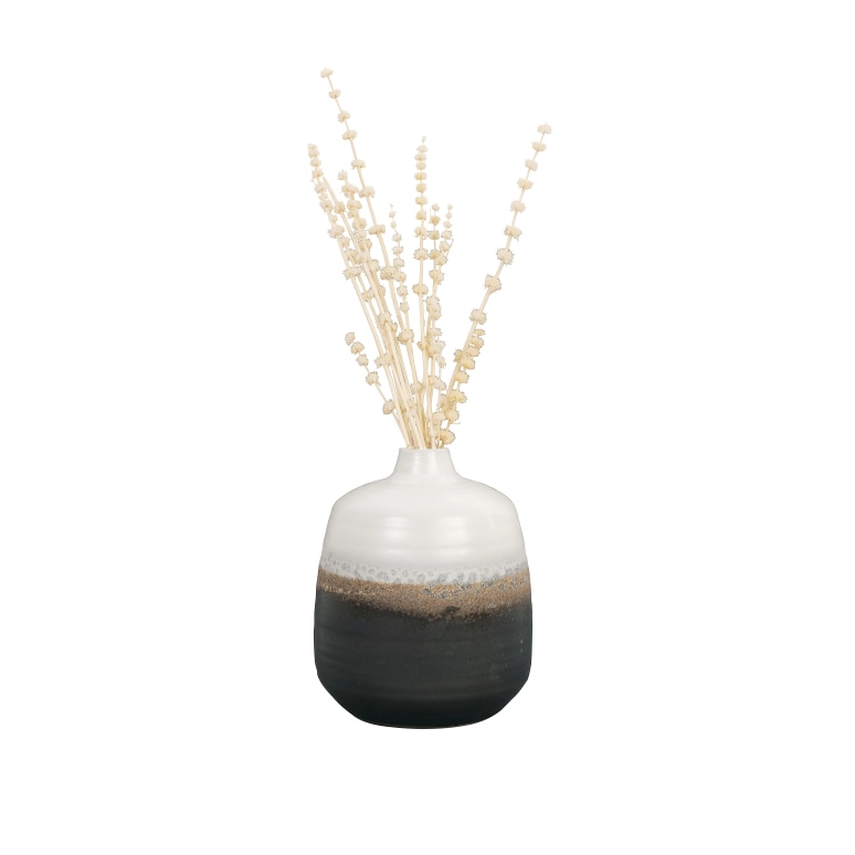 Lillian - Ombré Ceramic Vase with Reactive Glaze, Black and White