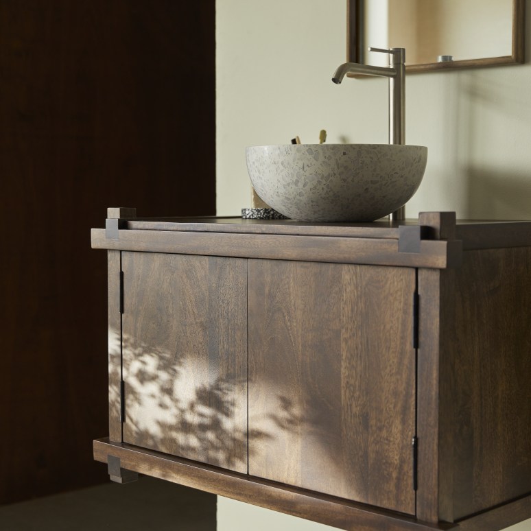 Arko - Mueble para lavabo de madera maciza de mango 80 cm