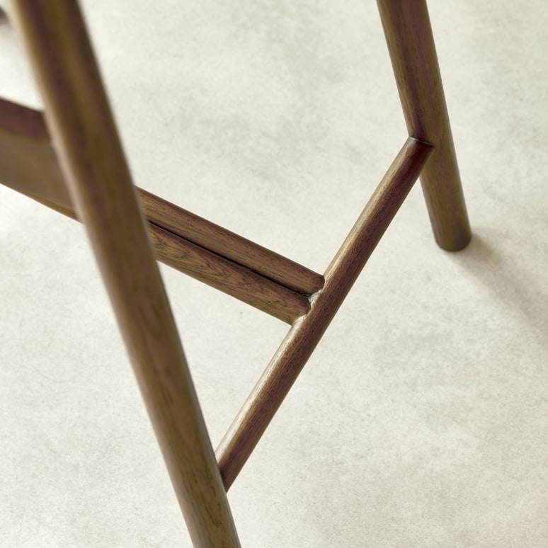 Olive - Chaise de comptoir en chêne massif et velours vert 