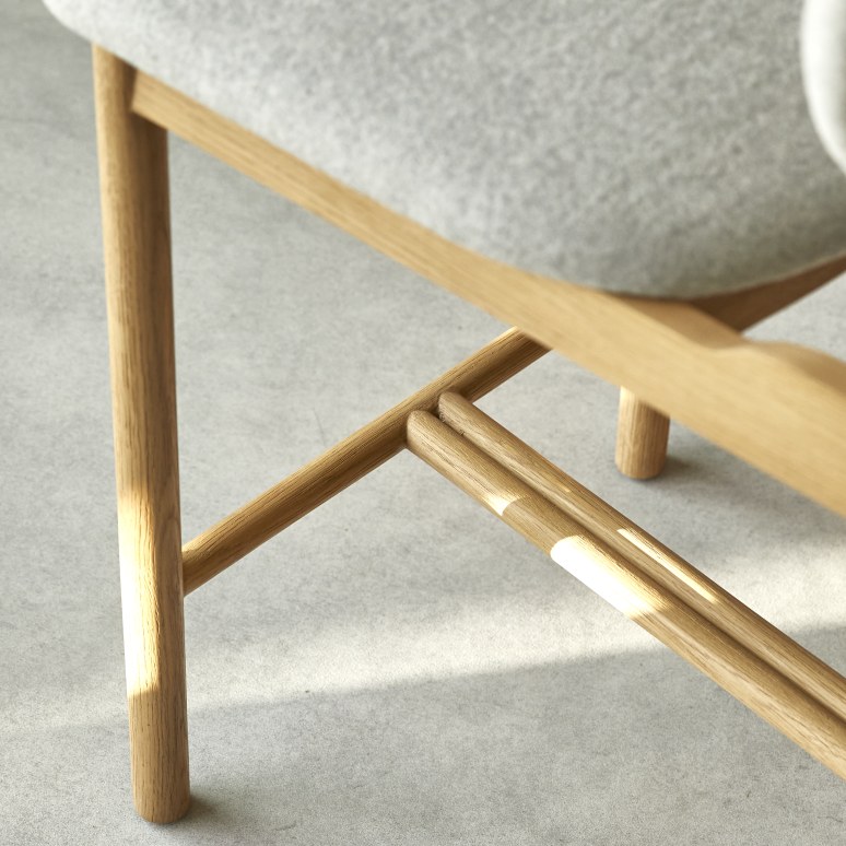 Olive - Silla alta de roble macizo y lana gris