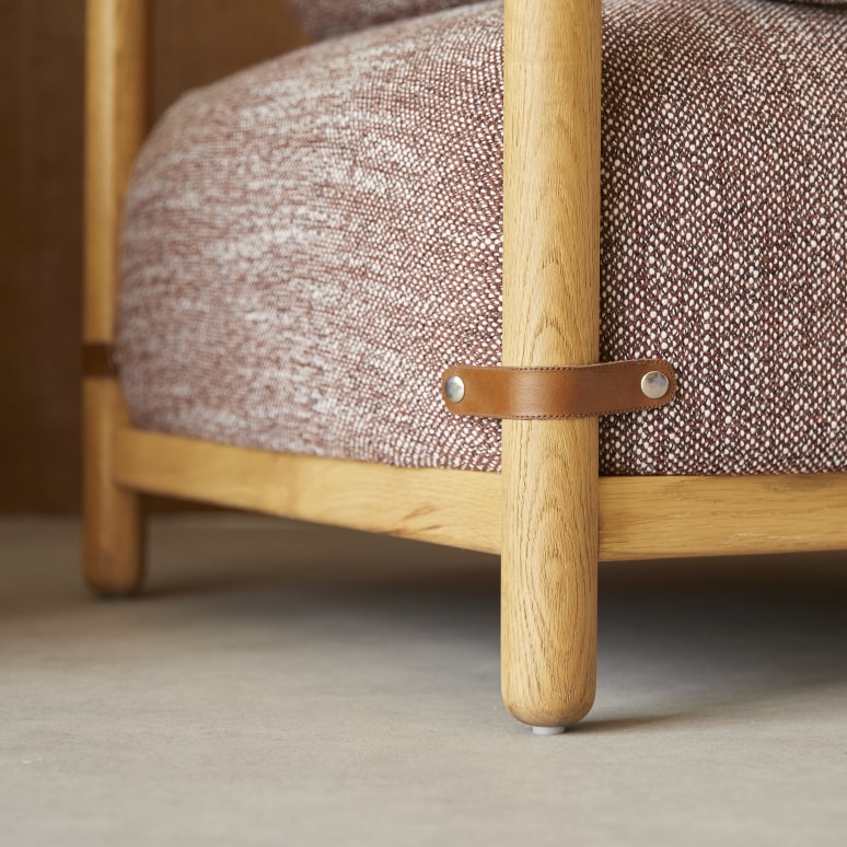 Sam - Sillón de roble macizo y tela jaspeada