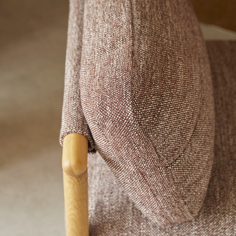 Sam - Fauteuil en chêne massif et tissu chiné