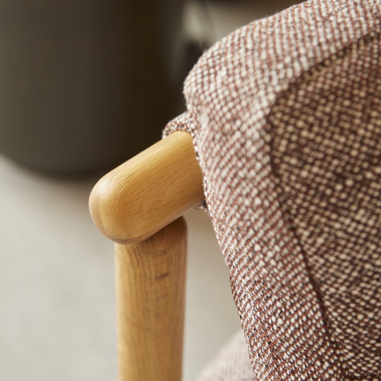 Sam - Fauteuil in massief eikenhout en gevlamde stof