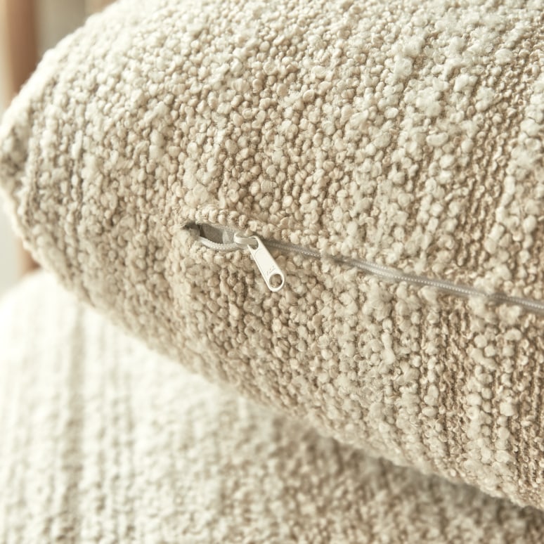 Aimé - Poltrona XL in rovere massello e tessuto beige