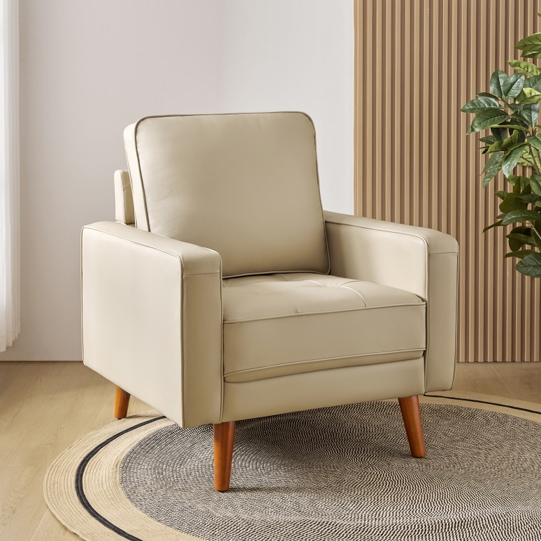 Maverick - Armchair Mid-Century Armchair in Genuine Leather