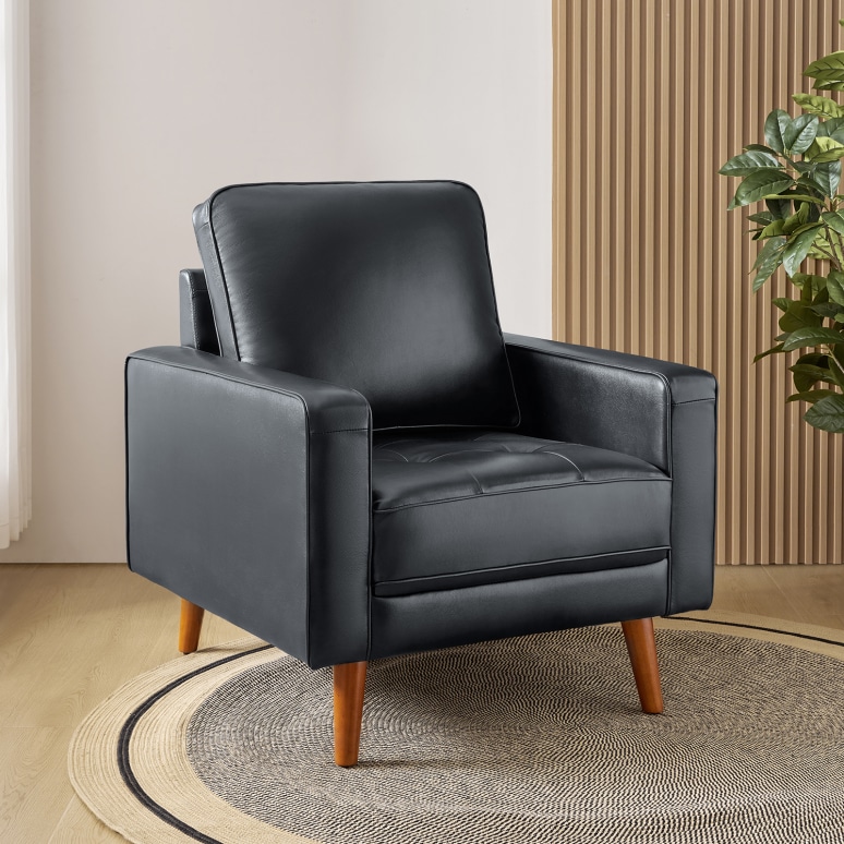 Maverick - Armchair Mid-Century Armchair in Genuine Leather