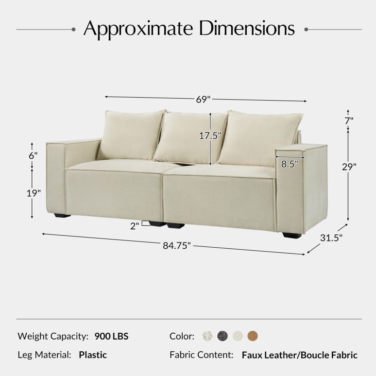 Amalia - Sofa Contemporary 3-Seater in Chenille and Solid Wood
