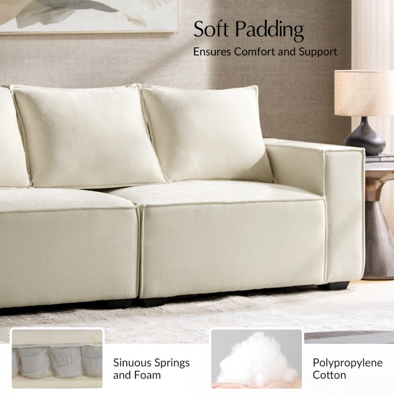 Amalia - Sofa Contemporary 3-Seater in Chenille and Solid Wood