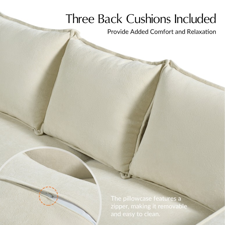 Amalia - Sofa Contemporary 3-Seater in Chenille and Solid Wood