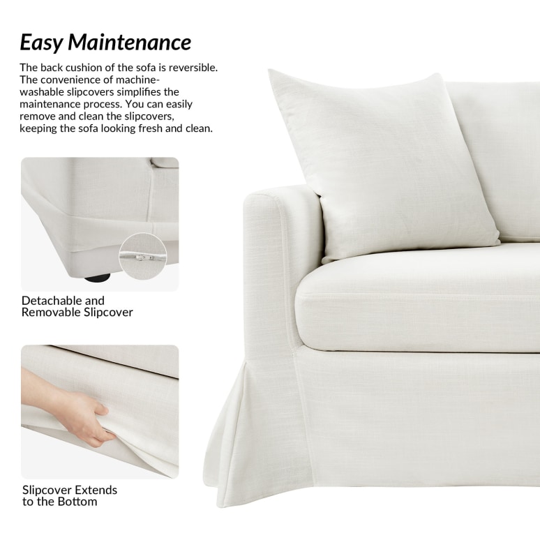 Orson - Sofa Slipcovered Fabric Sofa with Reversible Cushions