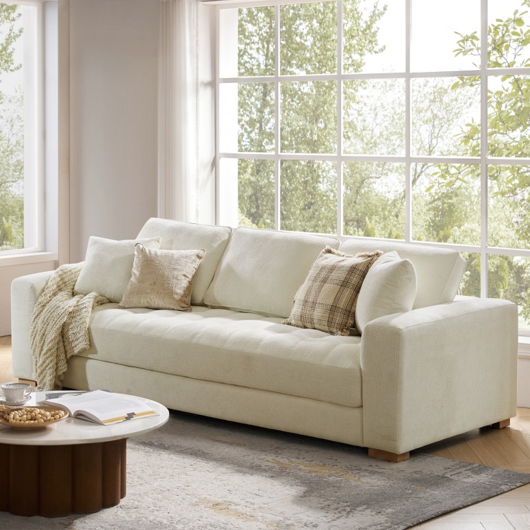 Phoenix - Sofa 4-Seater in Chenille with Feather Blend Cushions