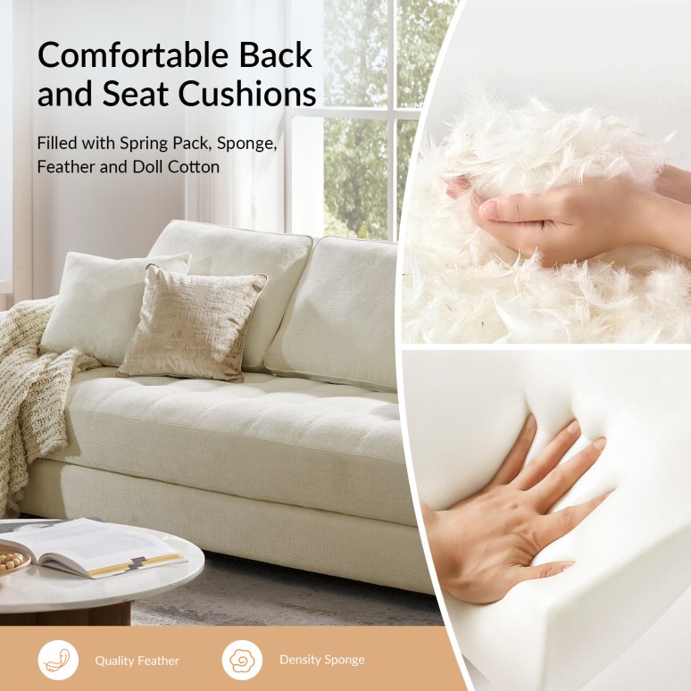 Phoenix - Sofa 4-Seater in Chenille with Feather Blend Cushions