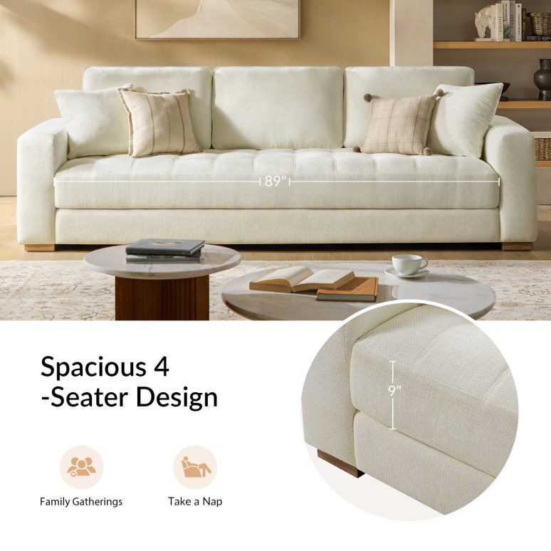 Phoenix - Sofa 4-Seater in Chenille with Feather Blend Cushions