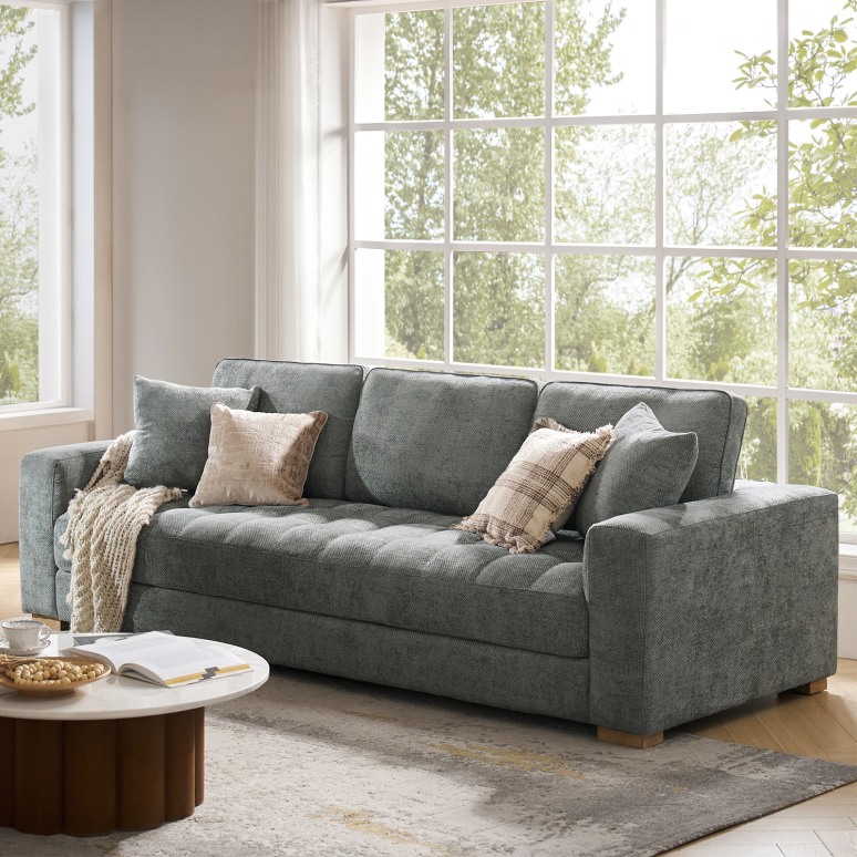 Phoenix - Sofa 4-Seater in Chenille with Feather Blend Cushions