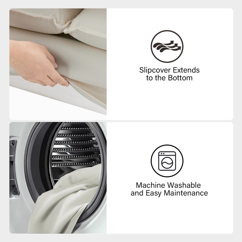 Oakley - Sofa Extra-Large Slipcovered Fabric Sofa with Wood Details