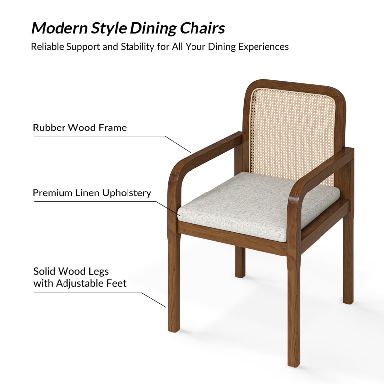 Kate - Chairs Rattan & Wood Dining Chairs (Set of 2)