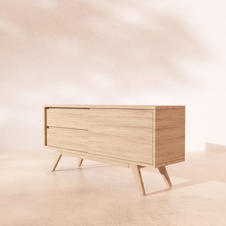 Esmée - Mueble de TV de roble macizo 130 cm