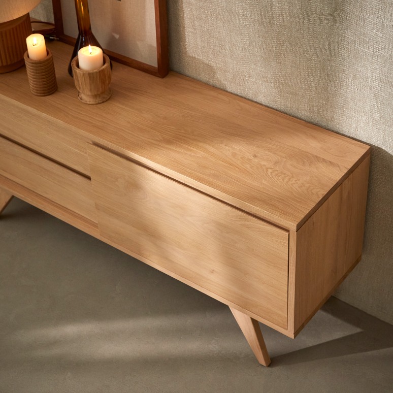 Esmée - 130 cm solid oak TV unit