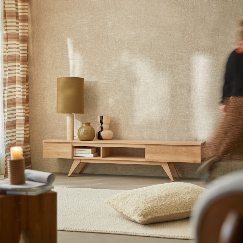 Esmée - Mueble de TV de roble macizo 180 cm