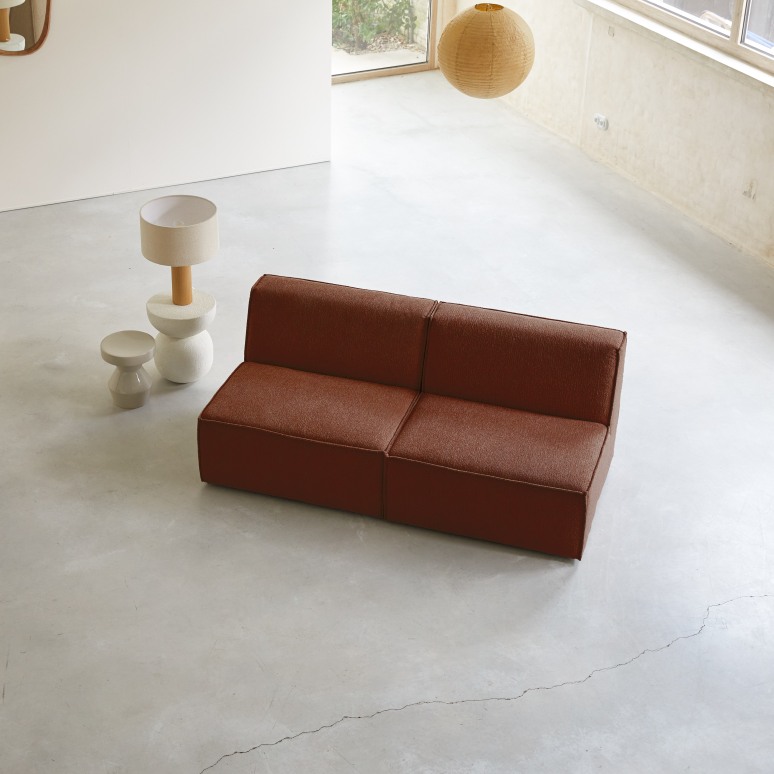 Dario - Modular 2-seater sofa in mahogany fabric