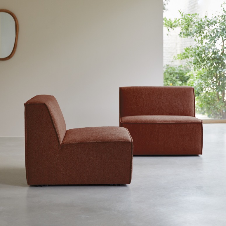 Dario - Modular 2-seater sofa in mahogany fabric