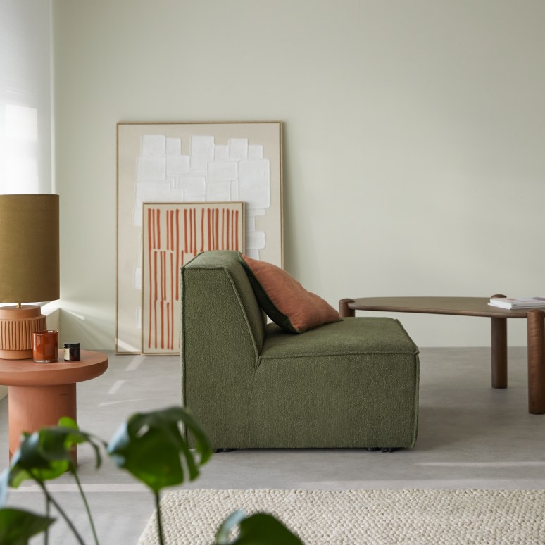 Dario - Modular armless chair in green fabric
