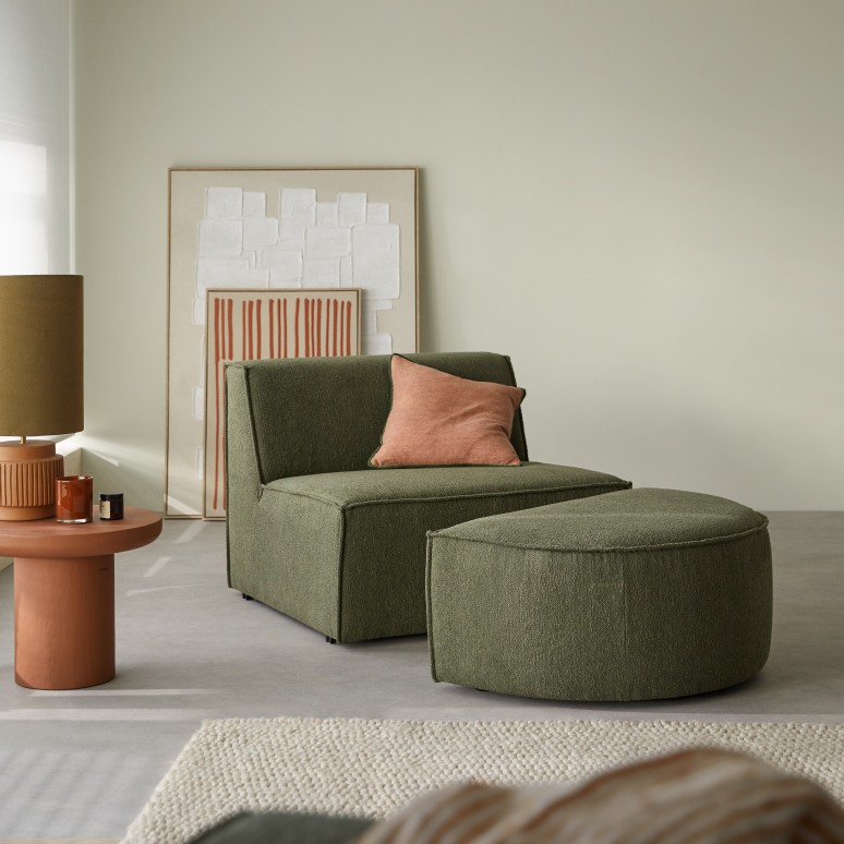 Dario - Modular armless chair in green fabric