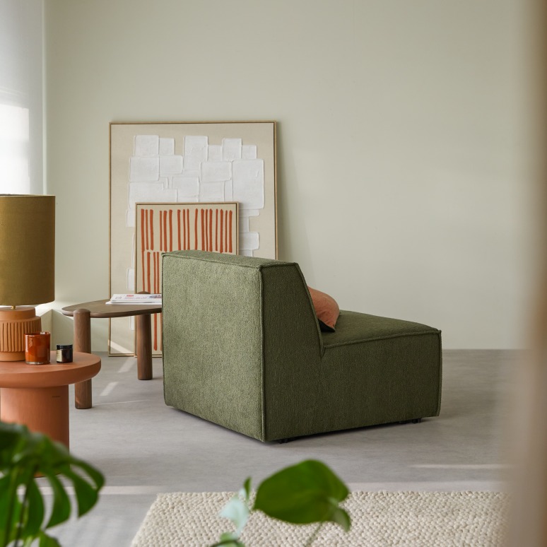 Dario - Modular armless chair in green fabric