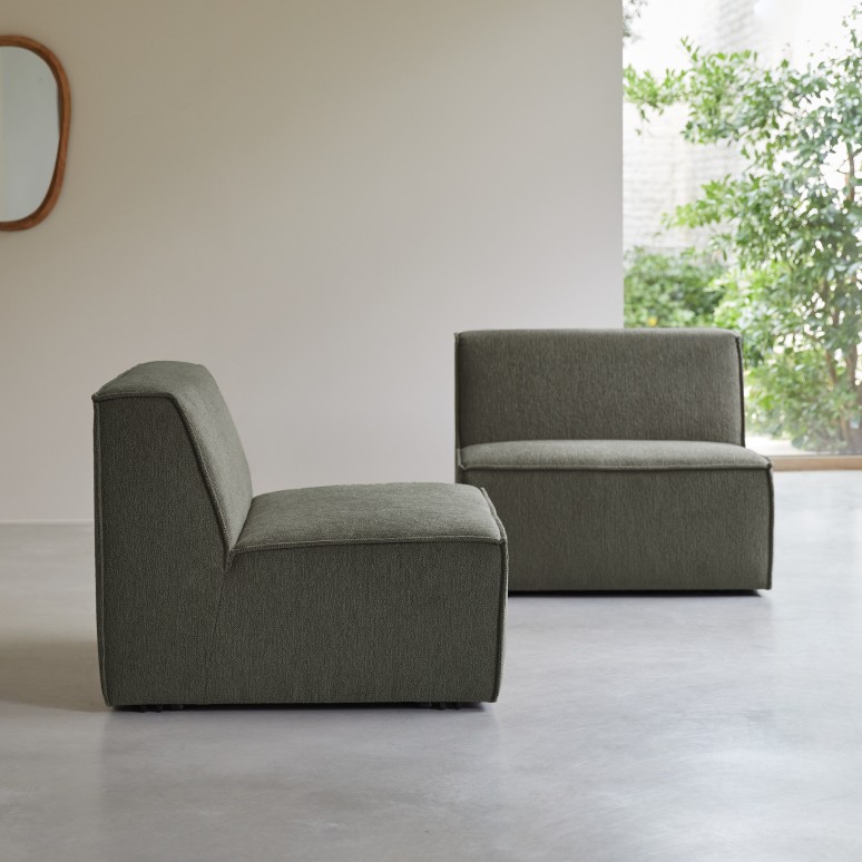 Dario - Modular 2-seater sofa in green fabric