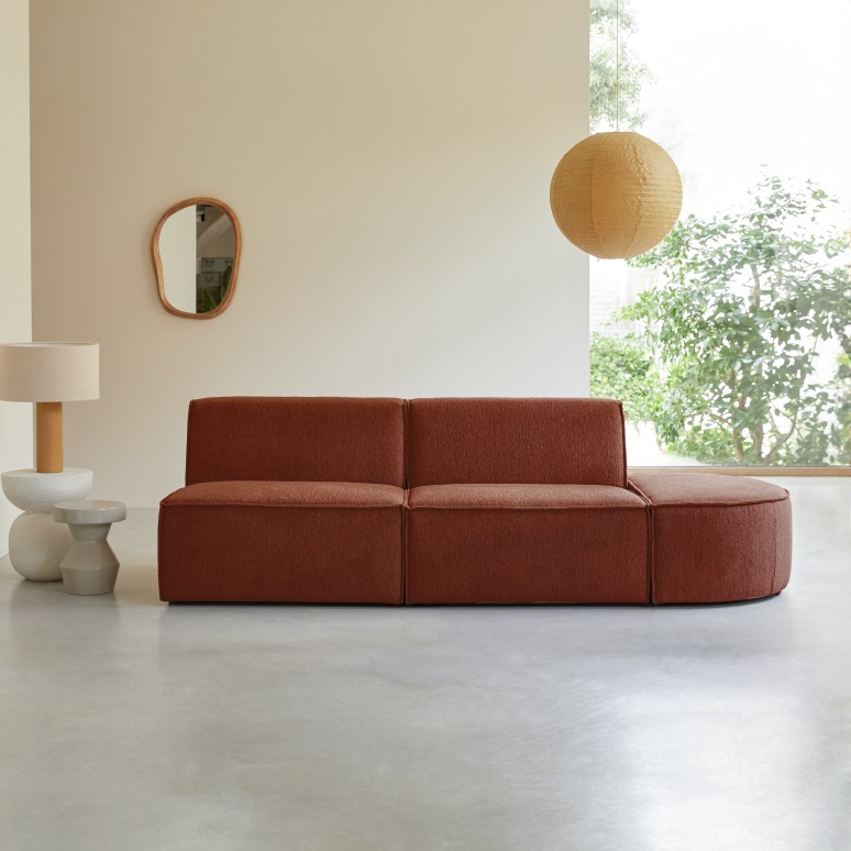 Dario - Divano modulabile in tessuto color mogano, 2 posti