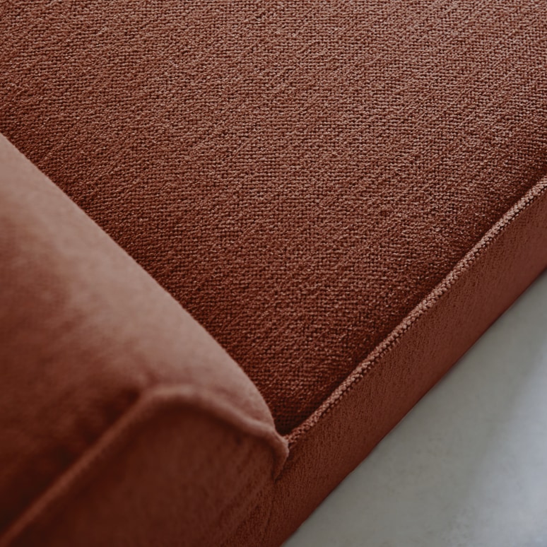 Dario - Modular 2-seater bench in mahogany-coloured fabric