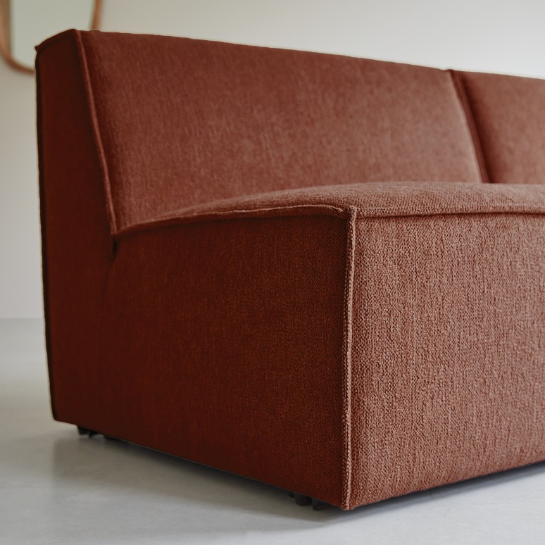 Dario - Modular 2-seater bench in mahogany-coloured fabric