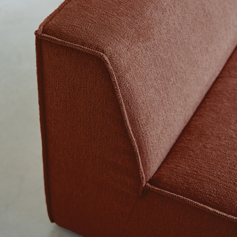 Dario - Modular 2-seater bench in mahogany-coloured fabric