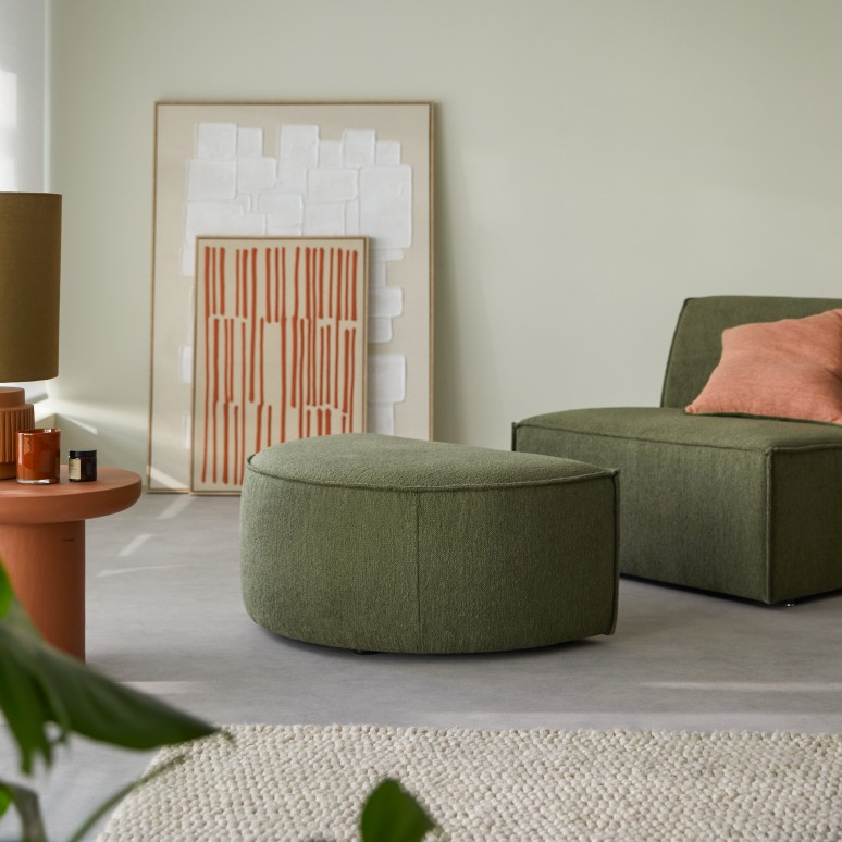 Dario - Footstool in green fabric