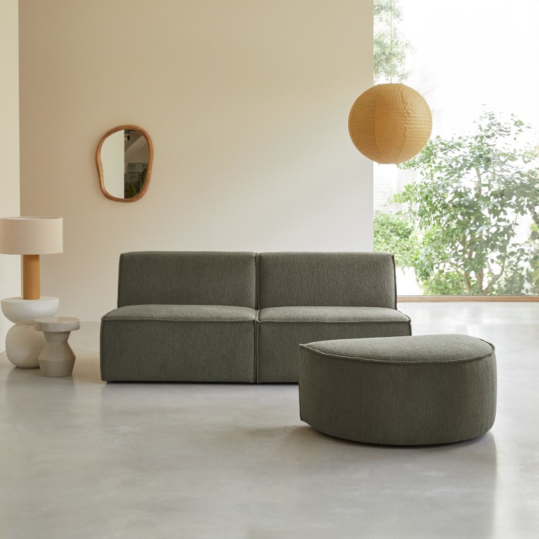 Dario - Modulaire bank van groene stof, 2-zits