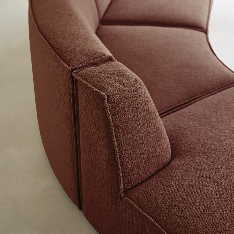 Dario - Modular 4-seater bench in mahogany-coloured fabric